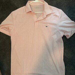 Vineyard Vines Printed Sankaty Performance Polo Salmon Stripe